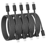 5-Pack 6 Ft USB-C to USB-C Cables