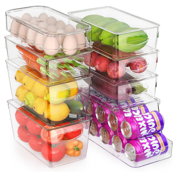 8 Pack Fridge Organizers with Lids