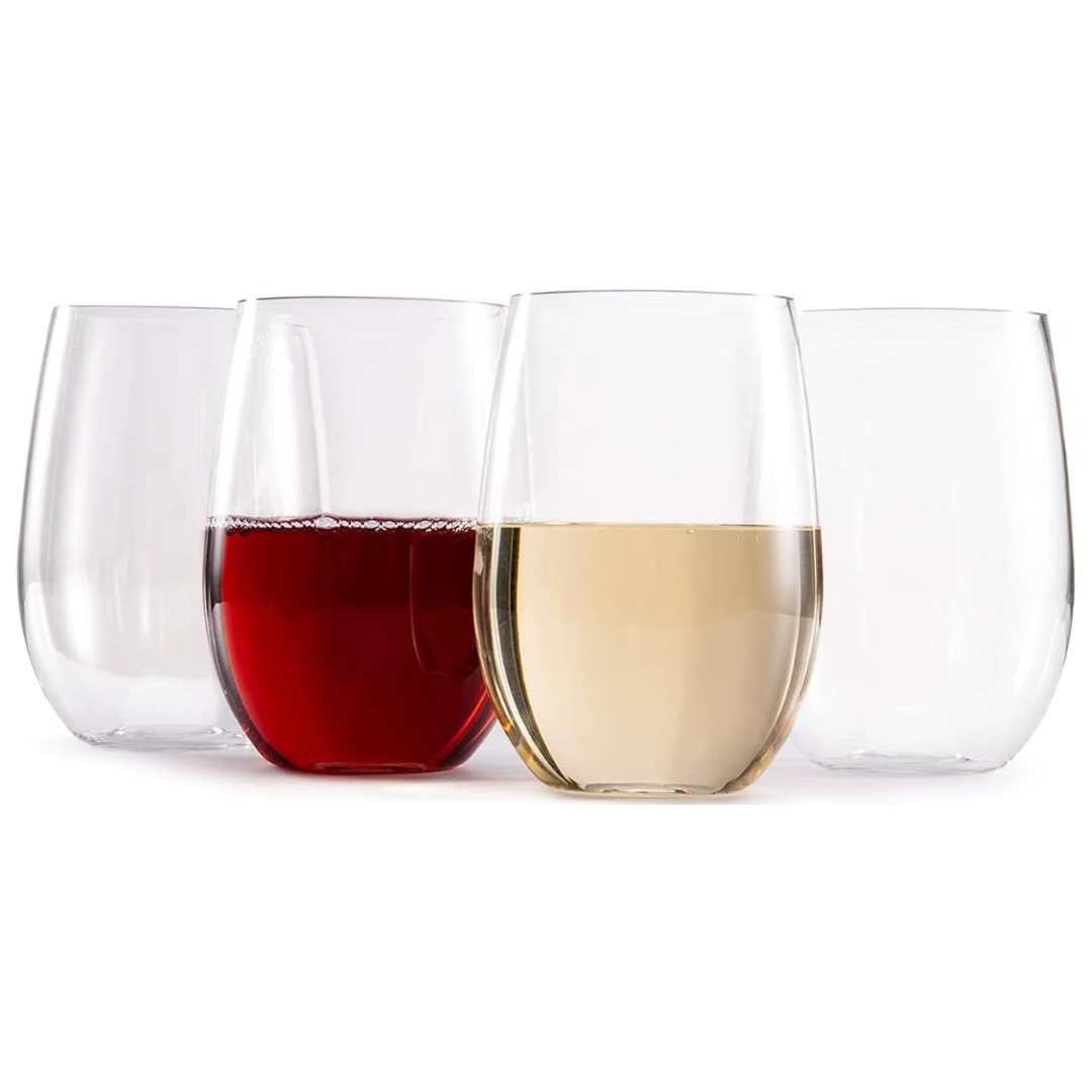 4 Stemless Wine Glasses