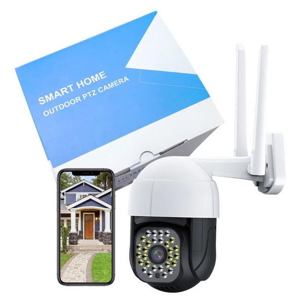 2K Night Vision PTZ Outdoor Motion Detection Camera W/Siren & 2 Way Audio