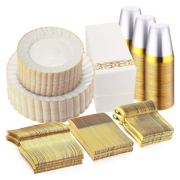 280-Pcs Disposable Plastic Dinnerware Set