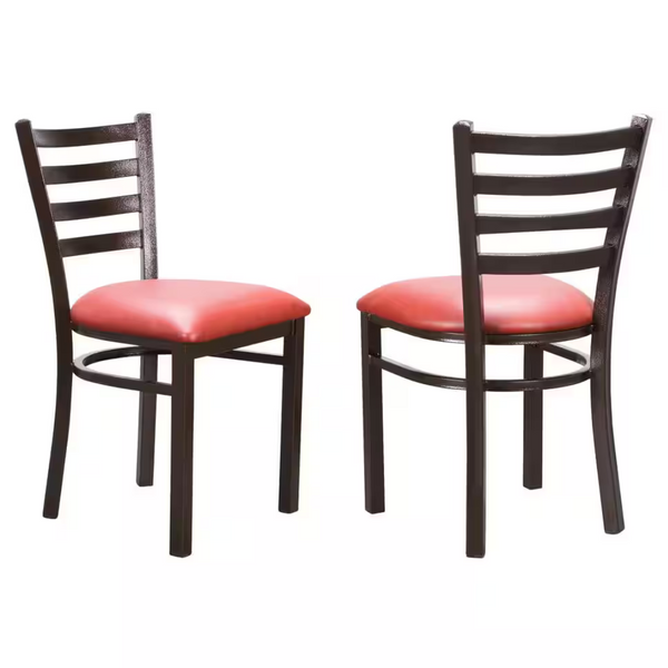 Set of 2 Linon Home Decor Marco Red Vinyl Metal Side Chair