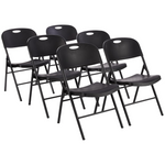 6 Amazon Basics Folding Plastic Chairs