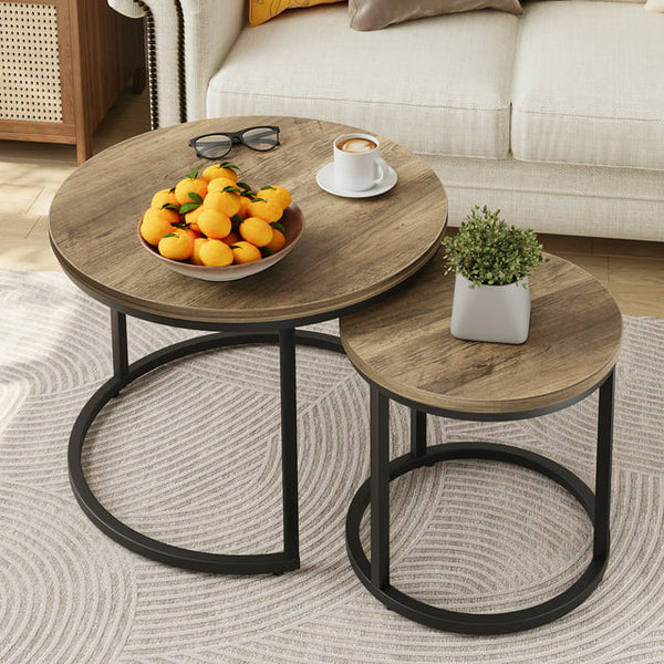 Juego de mesa de centro redonda de madera