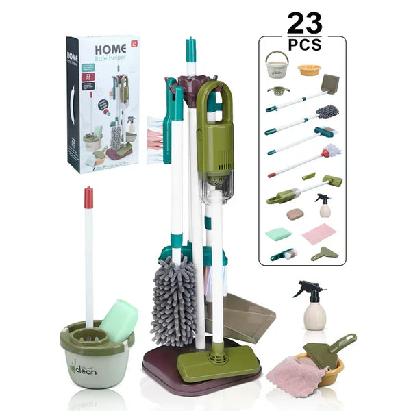 Juego de limpieza para niños de 23 piezas con aspiradora