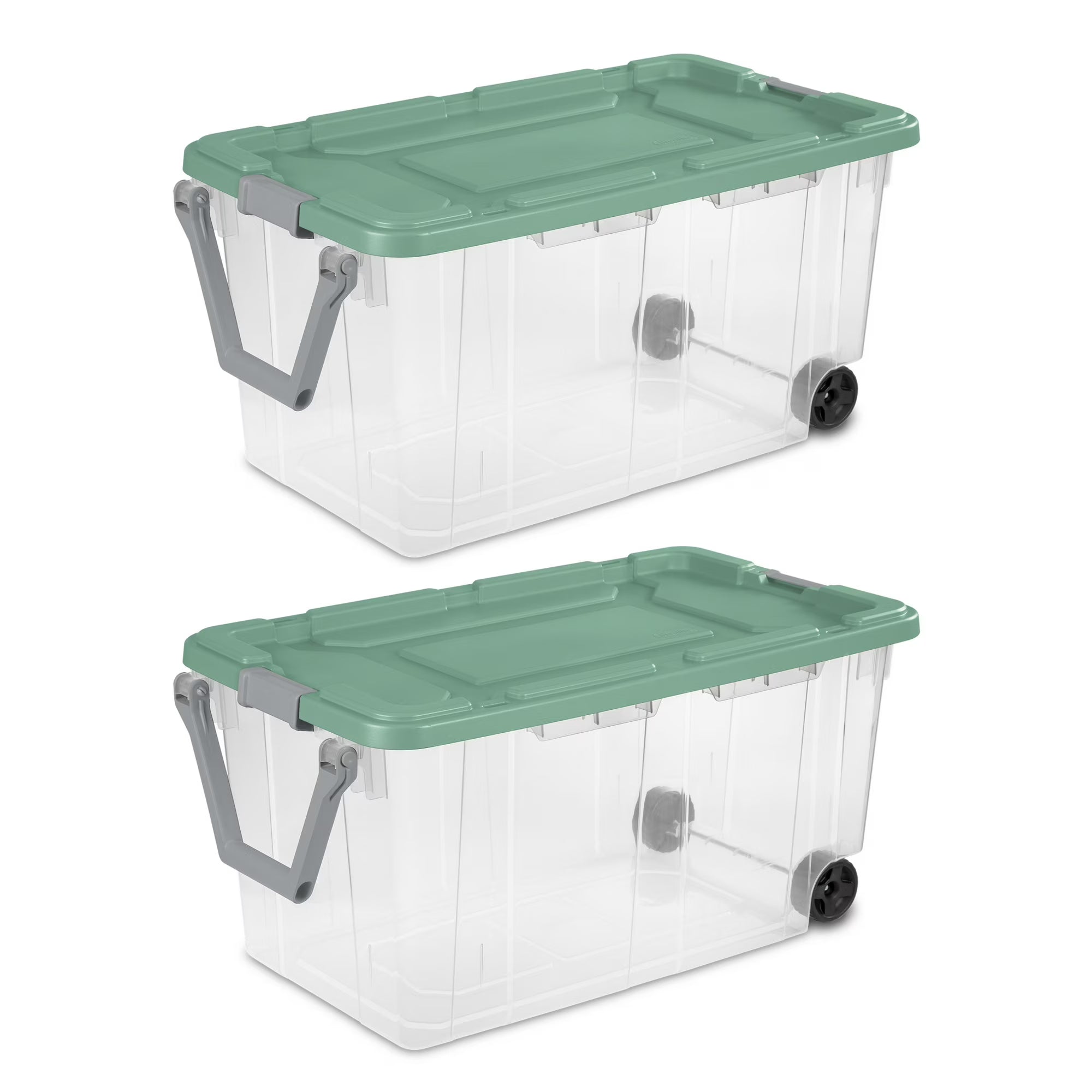 2-Pack Extra Large Wheeled 160 Qt Durable Clear Storage Container (Various)