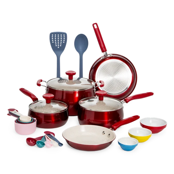 Juego de utensilios de cocina de aluminio antiadherentes de cerámica Tasty Clean de 23 piezas