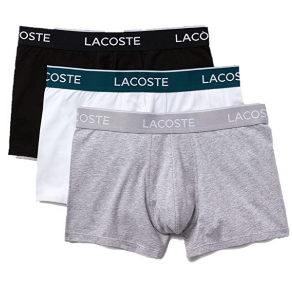 Lacoste Pack de 3 calzoncillos elásticos de algodón para hombre, estilo informal y clásico