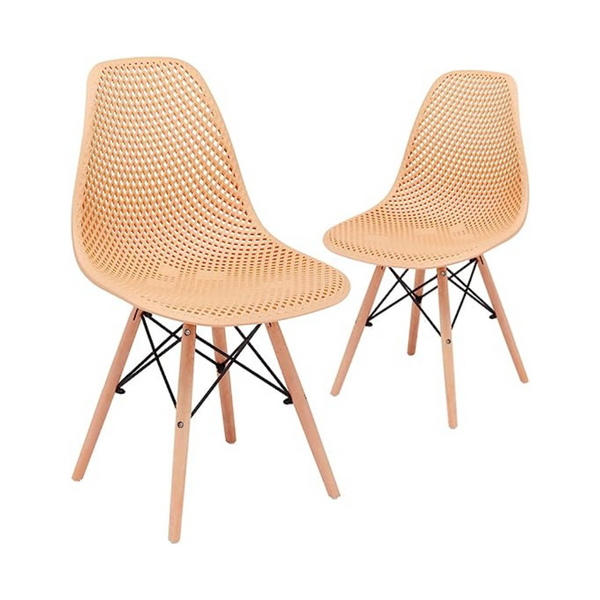 Set Of 2 CangLong Dining Mid Century Modern Hollow Back Design Plastic Shell Armless Side Chairs