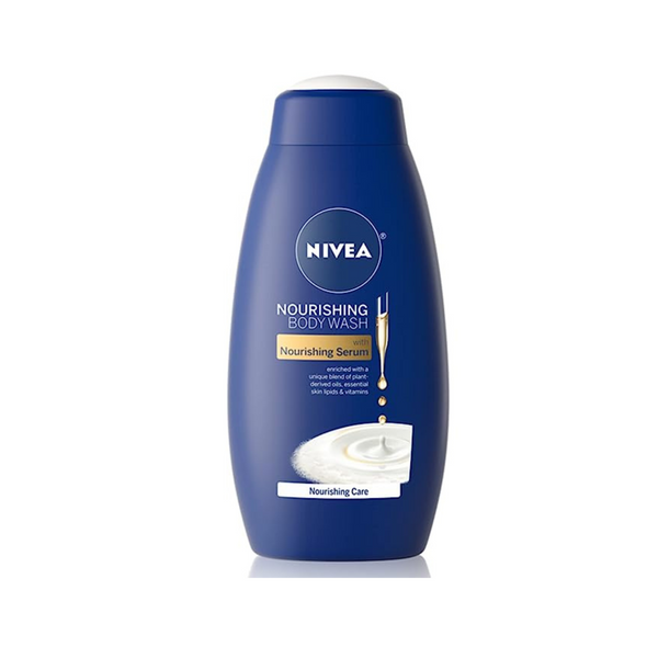 3 botellas de NIVEA Nourishing Care Body Wash con suero nutritivo