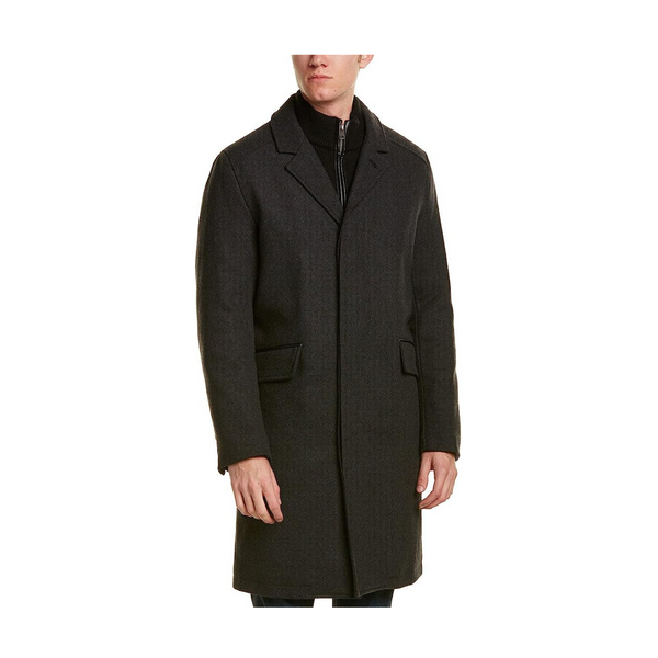 Cole Haan Men’s Wool Twill Long Classic Topper Coat PzDeals