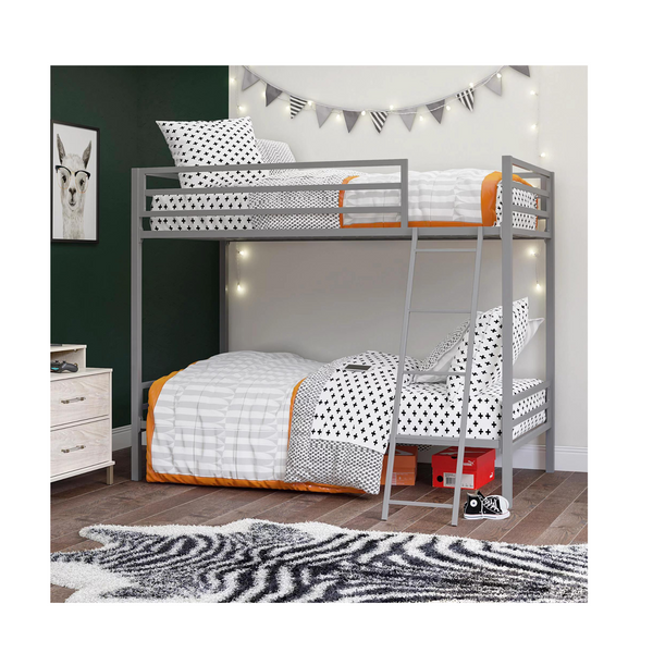 Teen Novogratz Charlie Twin-Over-Twin Metal Bunk Bed (2 Colors)
