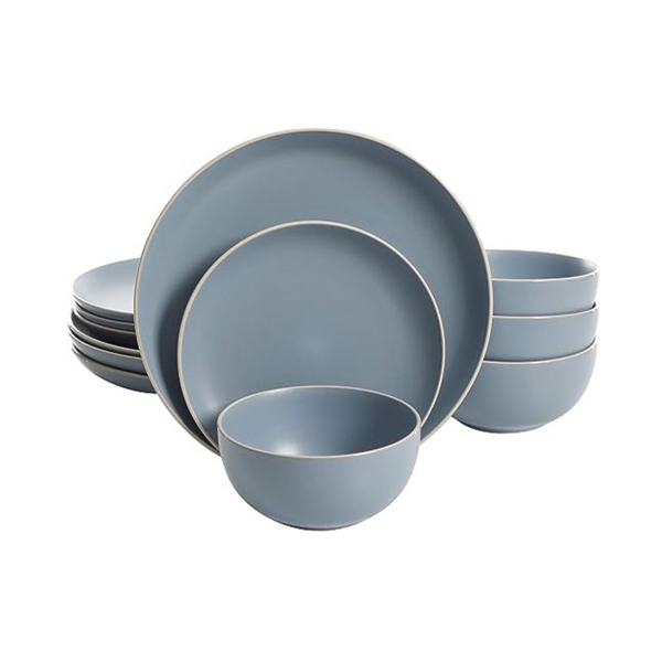 Gibson Home Rockaway Round Stoneware Service For 4 Twelve Piece Dinnerware Set