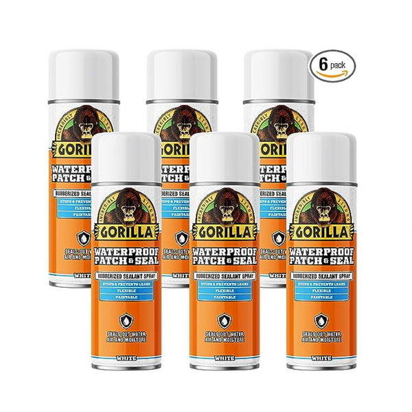 6 latas de spray impermeable para parches y sellos Gorilla, blanco (latas de 14 onzas)