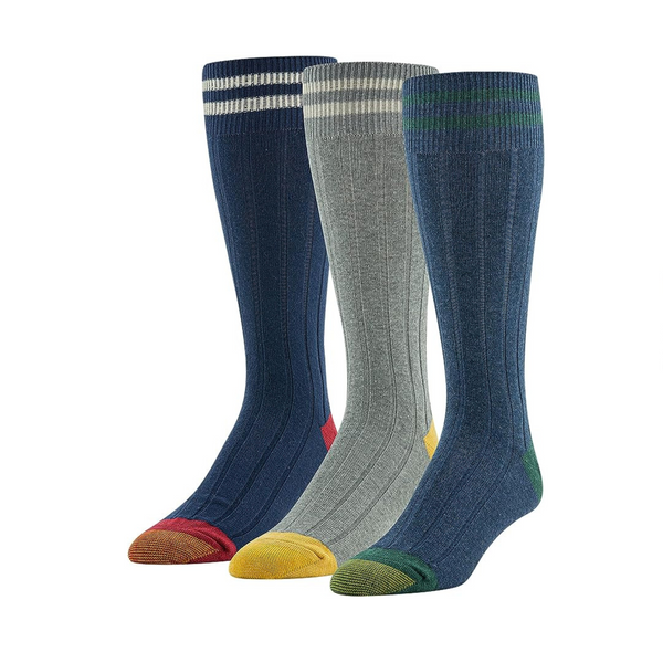 3 pares de calcetines Hampton Crew con punta dorada para hombre
