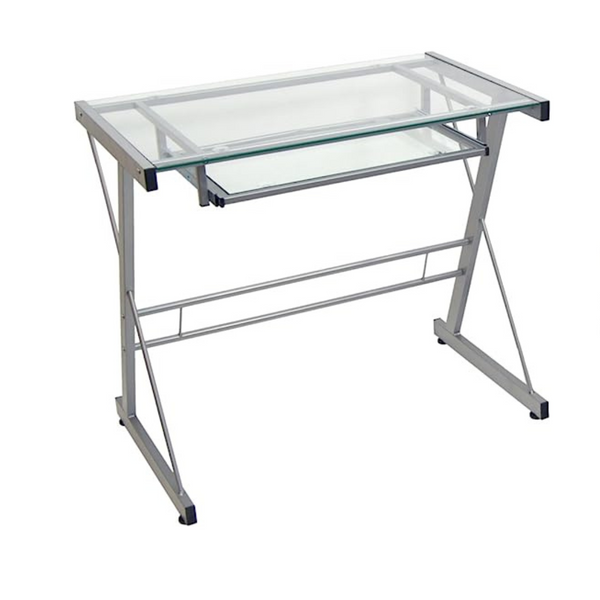 Walker Edison 31 Inch Metal and Glass Computer Desk