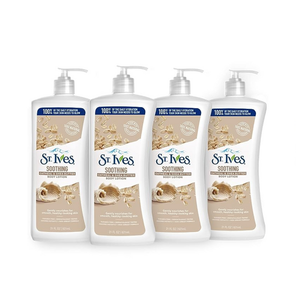 4 botellas de loción hidratante calmante para manos y cuerpo St. Ives