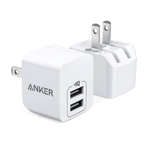 Anker 2-Pack Dual Port 12W USB Wall Chargers with Foldable Plugs