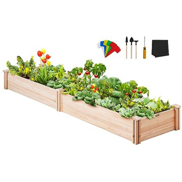 VEVOR Outdoor Wooden Raised Garden Bed Planter (96 x 24 x 10 in)