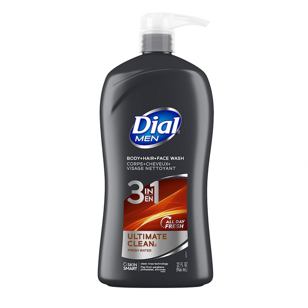 Dial Men 3 in 1 Body, Hair and Face Wash, Ultimate Clean (32 fl oz)