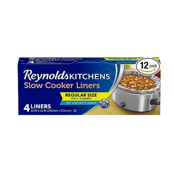 24 paquetes de 4 revestimientos para ollas de cocción lenta Reynolds Kitchens, regulares, para 3-8 cuartos (96 en total)