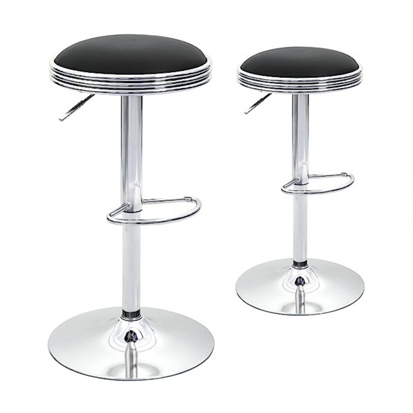 CangLong Set of 2 Counter Height Round PU Leather Adjustable Swivel Bar Stools