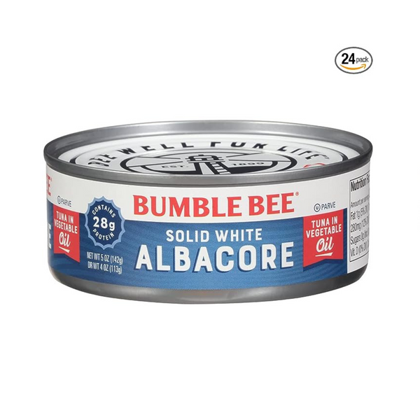 24 Cans of Bumble Bee Solid White Albacore Tuna in Oil (5 oz Cans)