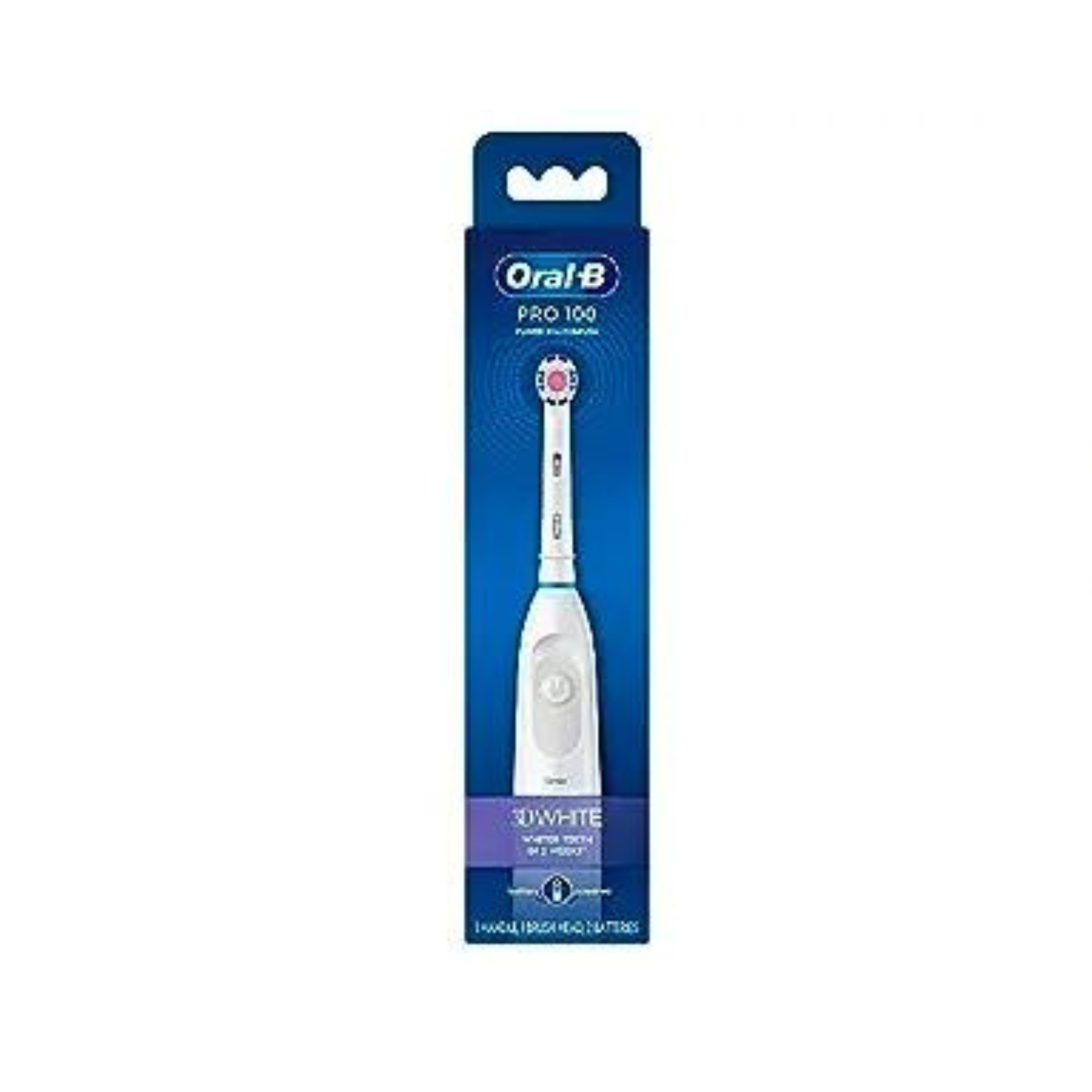 Get 2 OralB Pro 100 3D White, Battery Powered Electric Toothbrush