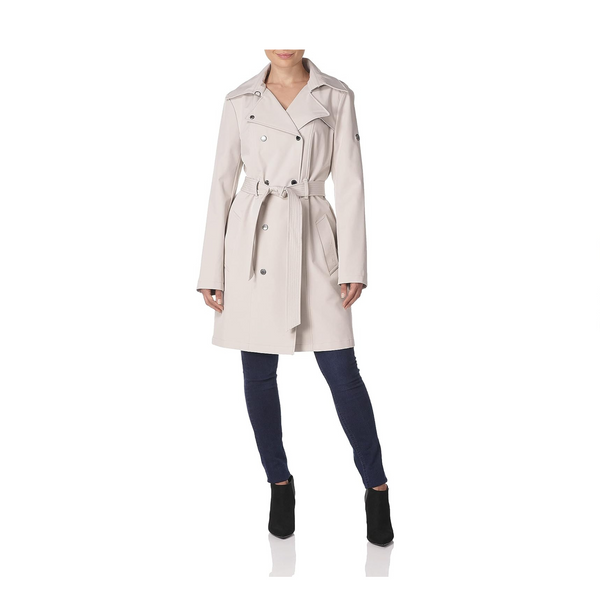 Calvin Klein Women’s Double Breasted Belted Rain Jackets with Removable Hood