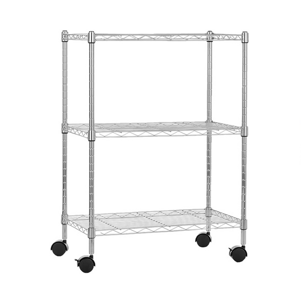 Amazon Basics 3-Shelf Adjustable Heavy Duty Storage Shelving Unit on 4” Wheel Casters