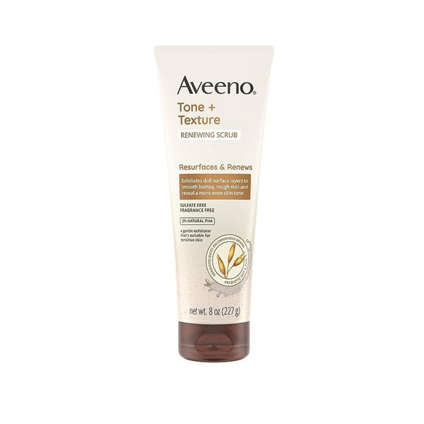 Aveeno Tone + Texture Renewing Body Scrub, Exfoliating Body Wash, Prebiotic Oat Formula