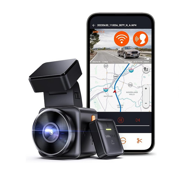 Vantrue E1 2.5K WiFi Mini Dash Cam con GPS y velocidad, control por voz