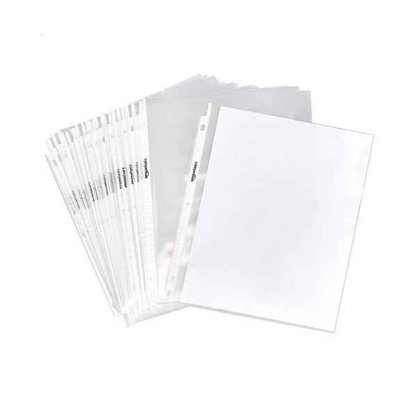 Amazon Basics Pack of 100 Clear Sheet Protectors for 3 Ring Binder, 8.5 x 11 Inch