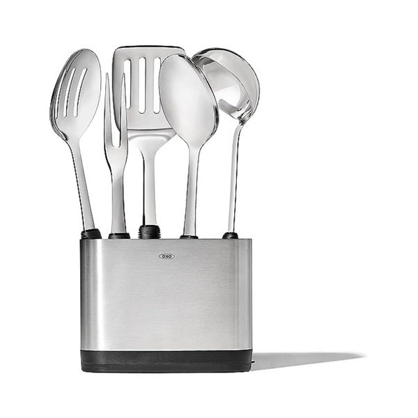 OXO Good Grips Juego de utensilios de cocina para preparar y servir de acero inoxidable, 6 piezas