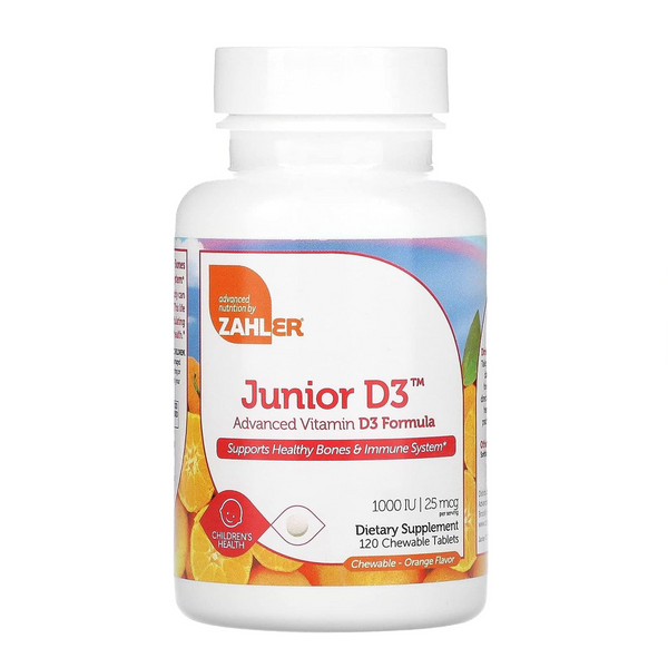 Zahler Junior D3 Vitamins 1000 IU Chewable Vitamin D3 for Kids, Orange