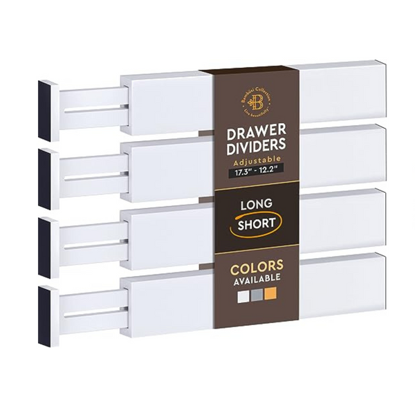 Pack Of 4 Adjustable Bamboo Drawer Dividers Organizers