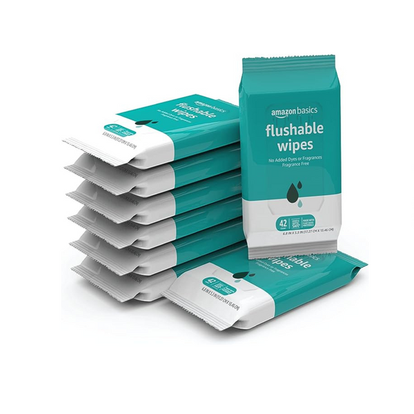 Amazon Basics Flushable Adult Toilet Wipes 336 Count (8 Packs of 42)