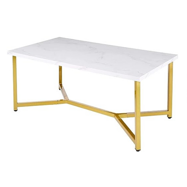 AZL1 Life Concept Mesa de centro rectangular moderna de mármol dorado de mediados de siglo