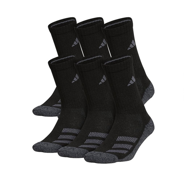 6 Pairs of Adidas Kids Cushioned Angle Stripe Crew Socks