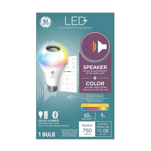 GE Lighting LED+ Color Changing Speaker LED Light Bulb with Remote