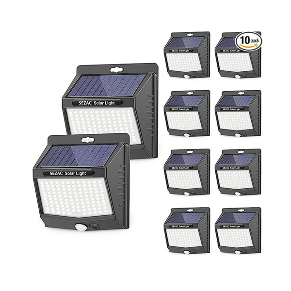 SEZAC Paquete de 10 luces LED solares de seguridad para exteriores