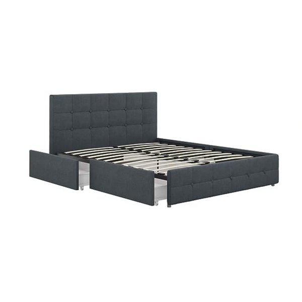 DHP Rose Upholstered Platform Bed with Underbed Storage Drawers PzDeals