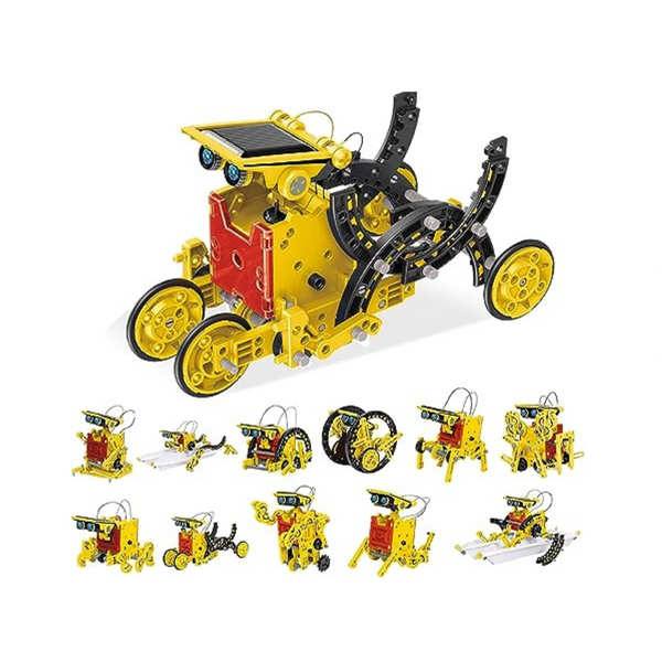 PicassoTiles STEM Kids Solar Powered 12-in-1 Transformer Robot Building Toy