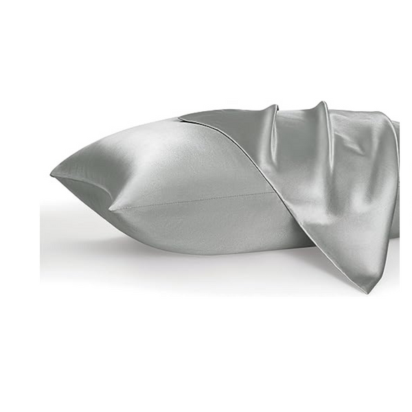 Bedsure Pack of 2 Satin Silver Grey Pillowcases, Queen