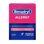 Benadryl Ultratabs Go Packs, Antihistamine Allergy Medicine Tablets with Diphenhydramine HCl (60 Packets of 2 Tablets)