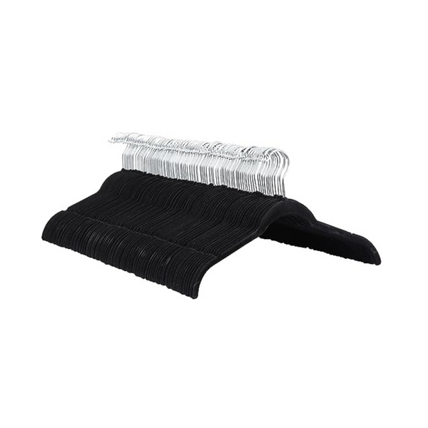 Pack of 100 Slim, Velvet, Non-Slip Shirt Clothes Hangers