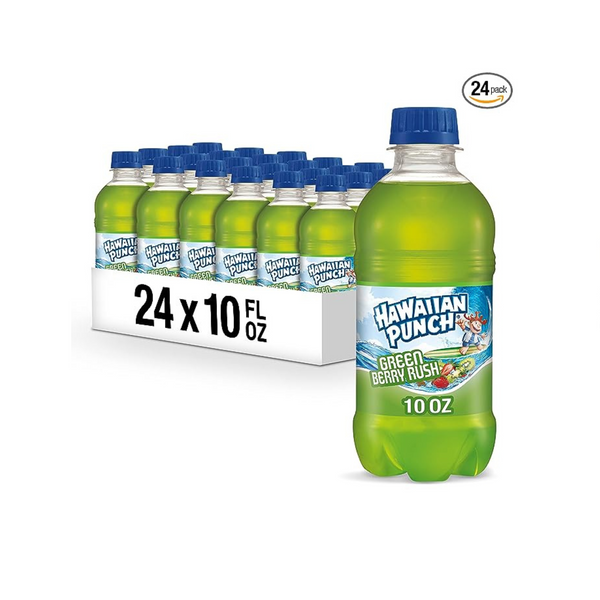24 Bottles of Hawaiian Punch Green Berry Rush or Polar Blast (10 fl oz bottles)