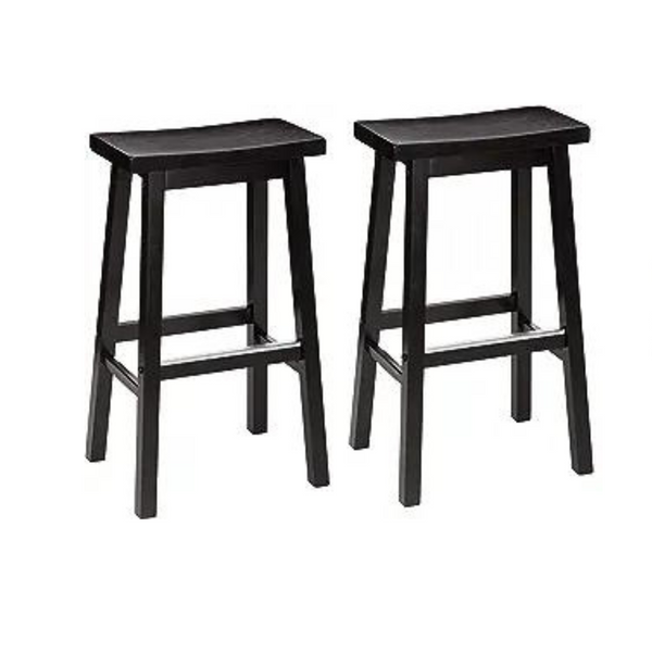 2 taburetes de bar de cocina con asiento de silla de montar de madera maciza Amazon Basics