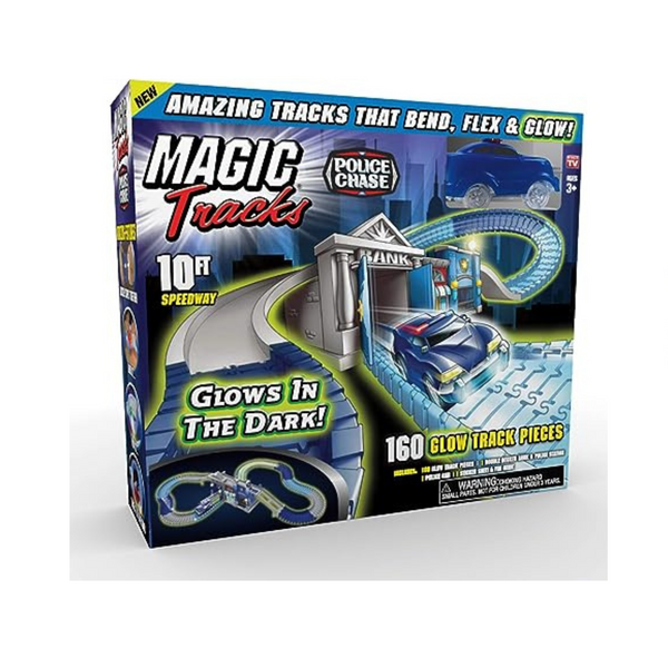 Ontel Magic Tracks Police Chase Glow in The Dark Racetrack Set with 10 Feet of Speedway