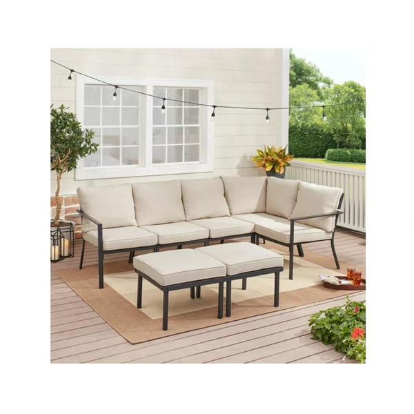 7-Piece Mainstays Sandhill Outdoor Patio Sectional Set (Black)